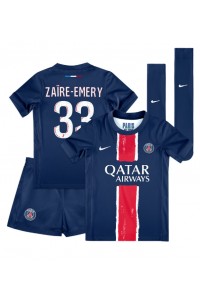 Fotbalové Dres Paris Saint-Germain Warren Zaire-Emery #33 Dětské Domácí Oblečení 2024-25 Krátký Rukáv (+ trenýrky)